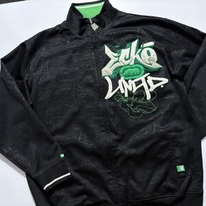 Ecko Unltd Sweatshirt Jacket Full Zip Mock Neck Track Vintage AOP Y2K Mens XL